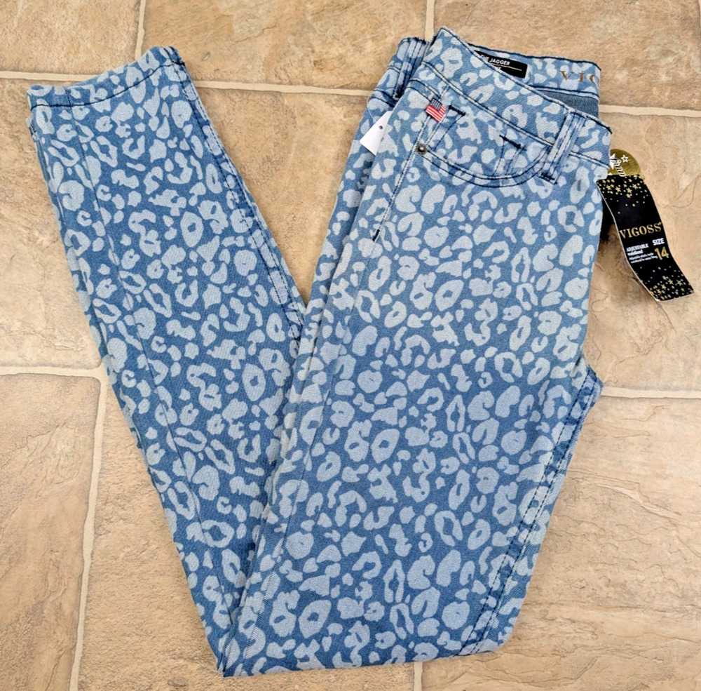 New Vigoss girls sz 14 The Jagger Skinny Jeans thin stretchy animal print 2667